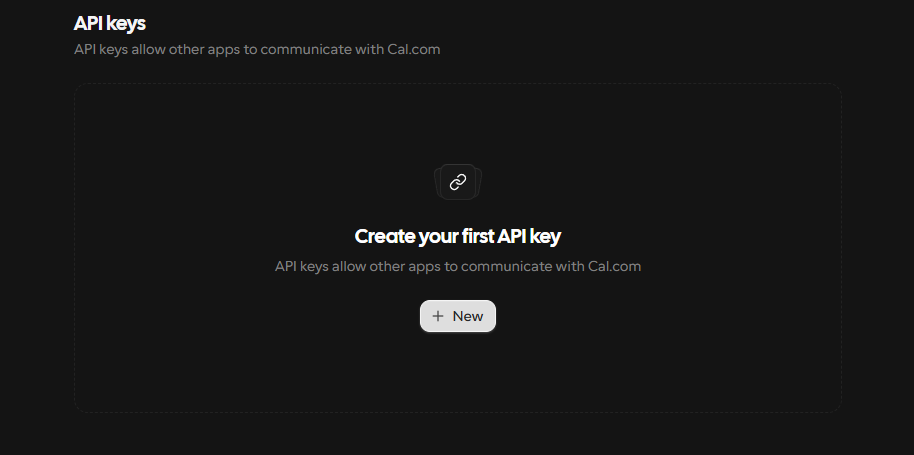Cal.com new API key